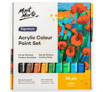 Mont Marte Acrylic Colour Paint Set Signature 18pc x 36ml Global