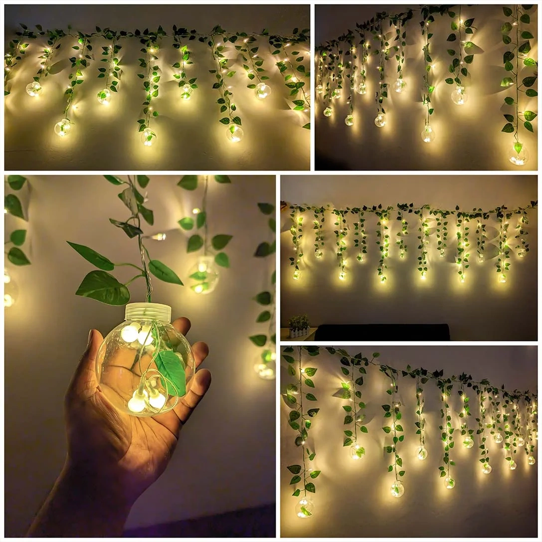 Wish Ball LED Fairy Light for Curtains with Artificial Decor Leaf - Image 2