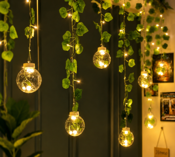 Wish Ball LED Fairy Light for Curtains with Artificial Decor Leaf